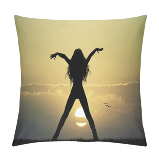 Personality  Girl Dancing At Sunset Pillow Covers