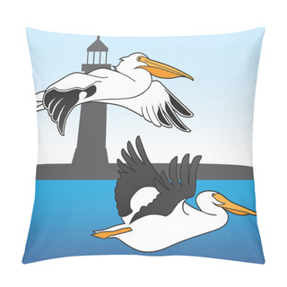 Personality  Pelicans And Lighthouse Pillow Covers