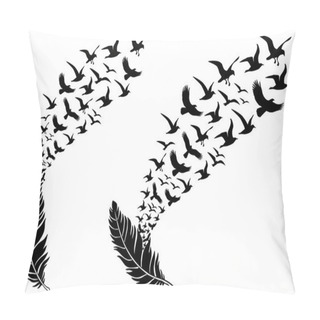 Personality  Feathers With Flying Birds, Vector Pillow Covers