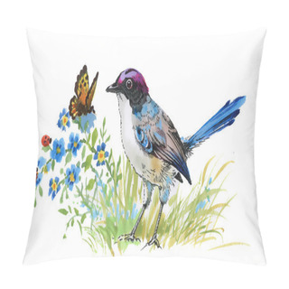 Personality  Colorful Bird And Butterfly Pillow Covers