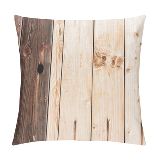 Personality  Beige And Dark Brown Textured Wooden Planks With Copy Space Pillow Covers