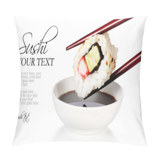 Personality  Sushi With Chop Sticks And Soy Sauce Pillow Covers