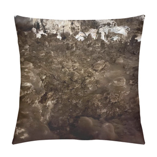 Personality  Stalactites And Stalagmite And Other Rock Formations Inside The Big Room In Carlsbad Cavern New Mexico Pillow Covers