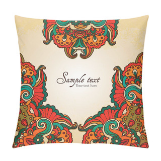 Personality  Ornamental Round Lace Pattern, Circle Background With Many Details Orient Traditional Ornament. Oriental Motif Pillow Covers