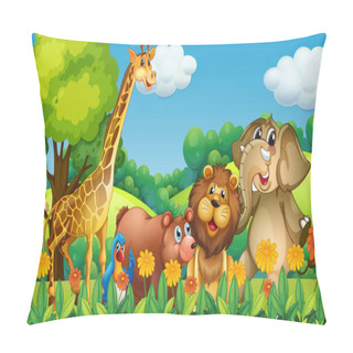 Personality  Wild Animals In The Forest Illustration Pillow Covers
