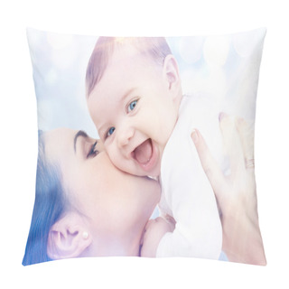 Personality  Happy Mother With Baby In Hands Pillow Covers