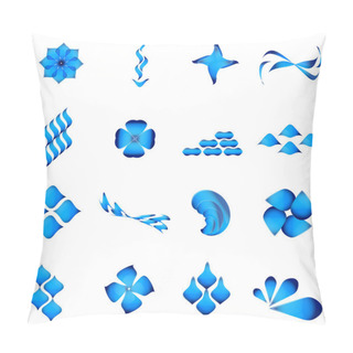 Personality  Various Blue Abstract Icons Isolated On A White Background Pillow Covers