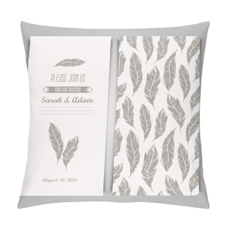 Personality  Vintage Template With Silver Feathers Pillow Covers