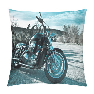 Personality  View Of Black Powerful Chopper In Nature Pillow Covers