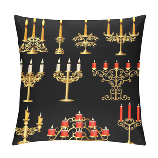 Personality  Set Of Candelabra And Candlesticks With Candles Pillow Covers