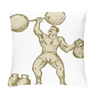 Personality  Strongman Lifting Barbell Kettlebell Etching Pillow Covers
