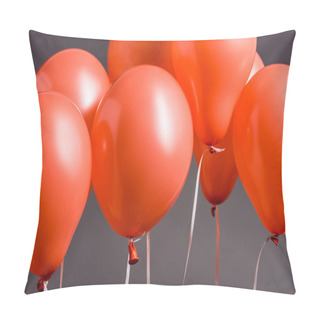 Personality  Bright Coral Air Balloons On Grey Background, Color Of 2019 Concept Pillow Covers