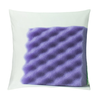Personality  Close Up View Of Purple Kitchen Sponge On Grey Background Pillow Covers
