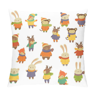 Personality  Animals Wearing Warm Clothes. Pillow Covers