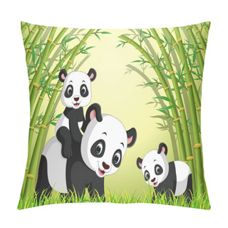Personality  Two Cute Panda In A Bamboo Forest Pillow Covers