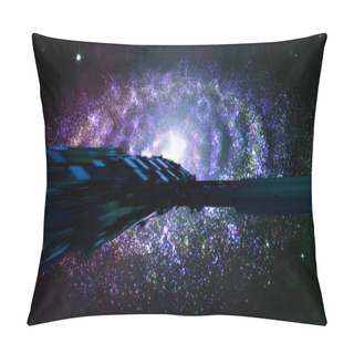 Personality  Alien Spaceship Flying In Amazing Planetary Nebula Galaxy Pillow Covers