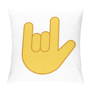 Personality  Love You Hand Gesture Color Icon. Rock On. Horns Emoji. Devil Fingers. Heavy Metal. Roll Sign. Isolated Vector Illustration Pillow Covers