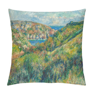 Personality  Auguste Renoir, Hills Around The Bay Of Moulin Huet, Guernsey, Is An Oil Painting On Canvas 1883 - By French Painter And Artist Pierre-Auguste Renoir (1841-1919). Pillow Covers