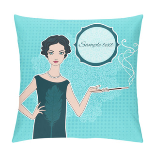 Personality  Retro Style Girl Vector Illustration. (20-30's Style) Pillow Covers