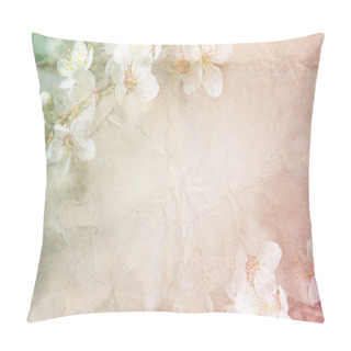 Personality  Gentle Spring Grunge Texture With Flowers On Old Paper With Pastel Colors Pillow Covers