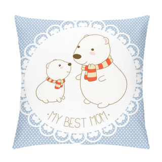 Personality  Vector Background With Cute Polar Bear Pillow Covers