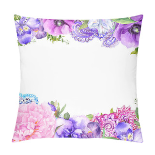 Personality  Flowers, Oriental Ornament. Floral Card In Boho Style. Watercolor Pillow Covers
