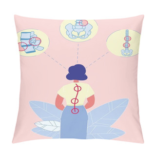 Personality  Cartoon Woman Standing Back With Spinal Curvature Pillow Covers