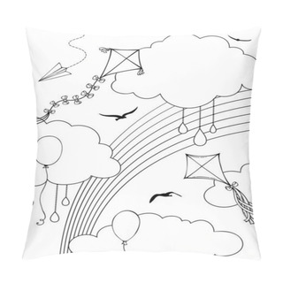 Personality Outline Vector Sky Illustration. Pillow Covers