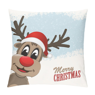 Personality  Reindeer Merry Christmas Winter Snowflakes Background Pillow Covers