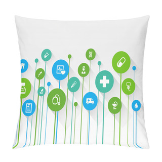 Personality  Abstract Medicine Background With Lines, Circles And Flat Icons Pillow Covers