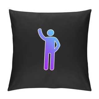 Personality  Arm Up Blue Gradient Vector Icon Pillow Covers