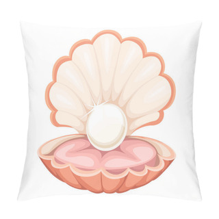 Personality  Finest Quality Beautiful Natural Open Pearl Shell Close Up Realistic Single Valuable Object Image Vector Illustration Web Site Page And Mobile App Design Pillow Covers