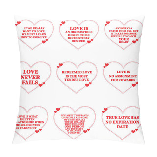 Personality  Set Of Quotes About Love Over White Background. Simple Heart Sha Pillow Covers