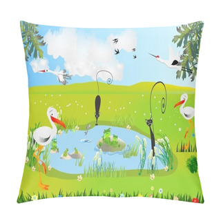 Personality  Spring At The Pond Pillow Covers