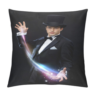 Personality  Magician In Top Hat Showing Trick Pillow Covers