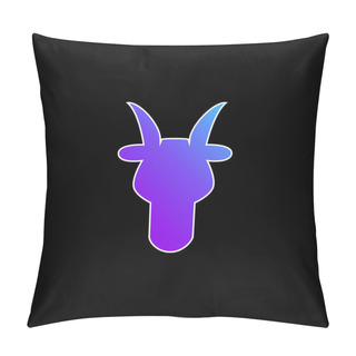 Personality  Aries Bull Head Front Shape Symbol Blue Gradient Vector Icon Pillow Covers