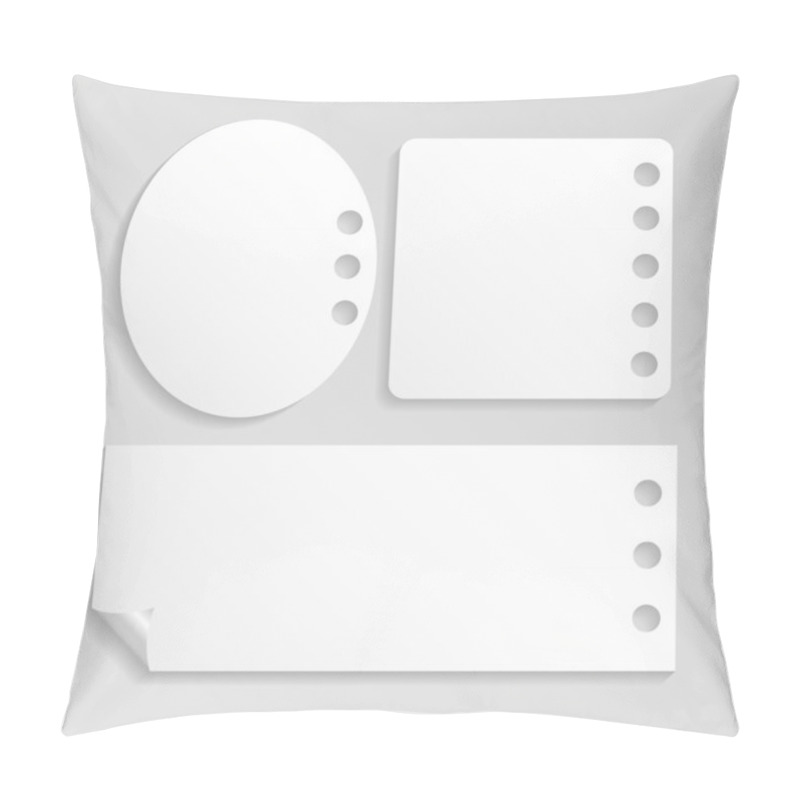 Personality  Collection Of Various White Note Papers, Ready For Your Message. Vector Illustration. Pillow Covers