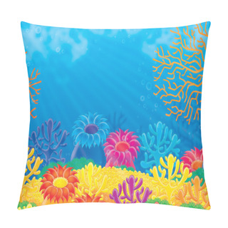 Personality  Sea Anemones And Corals On A Reef Pillow Covers
