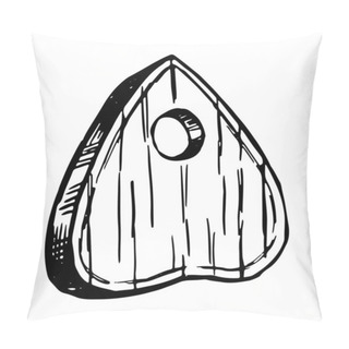 Personality  Heart-shaped Planchette For Spirit Board, Ouija Board Occult Item Doodle. Halloween Hand Drawn Vector Illustration In Retro Style. Ink Sketch Isolated On White. Pillow Covers
