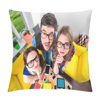 Personality  Three Funny Nerds Together Pillow Covers