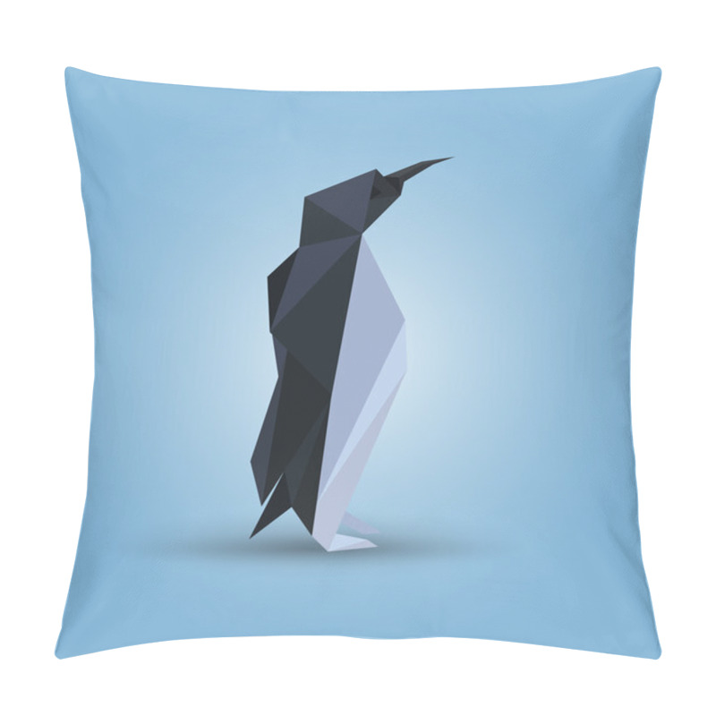 Personality  Vector illustration of origami penguin. pillow covers