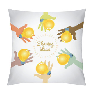 Personality  Multi Colored Hands Sharing Ideas Pillow Covers