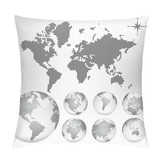 Personality  Vector Dotted Map And Globe Of The World Pillow Covers