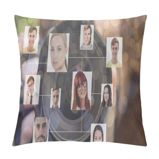 Personality  Organization Chart With Faces In Front Of Camera Background Pillow Covers