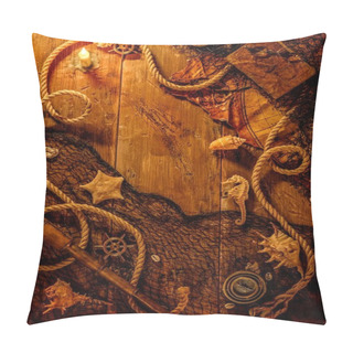 Personality  Sea Concept On A Wooden Table Pillow Covers