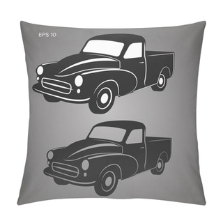 Personality  Old Retro Farmer Pickup Truck Vector Illustration Icon. Pillow Covers