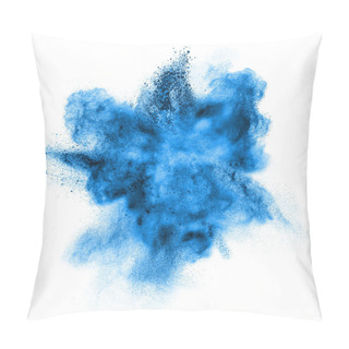 Personality  Blue Powder Explosion Isolated On White Pillow Covers