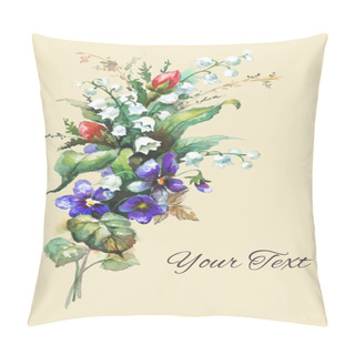 Personality  Watercolor Hand-drawn Flowers(card Template) Pillow Covers