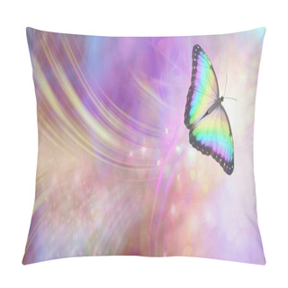 Personality  Transformation And Spiritual Release Concept - Vibrant Butterfly Against A White Energy Formation Flowing Outwards, Sparkles And Colours Moving In All Directions With Copy Space Pillow Covers