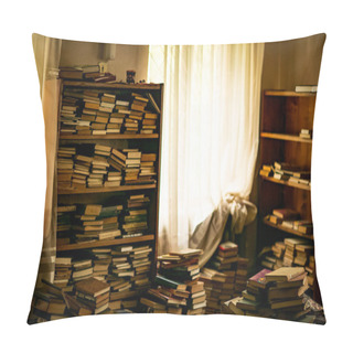 Personality  Architecture In The Old Building, Old Renovation In The Castle, Abandoned Library Pillow Covers